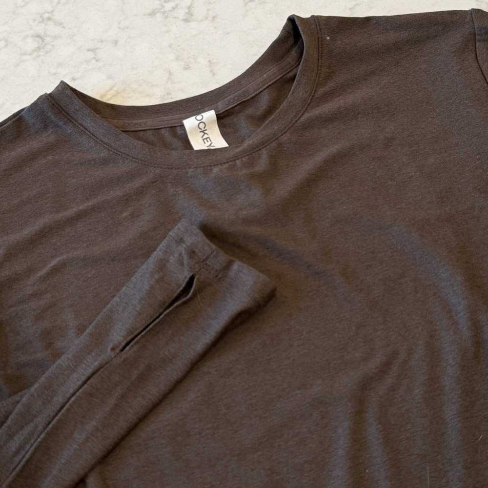 Jockey Brown Heather Base Layer Tee XS Thumb Holes